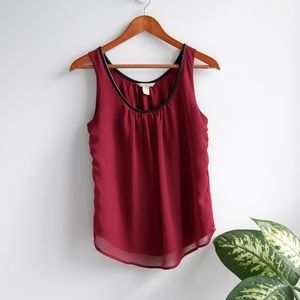 Banana Republic Leather Trim Sheer Tank Blouse